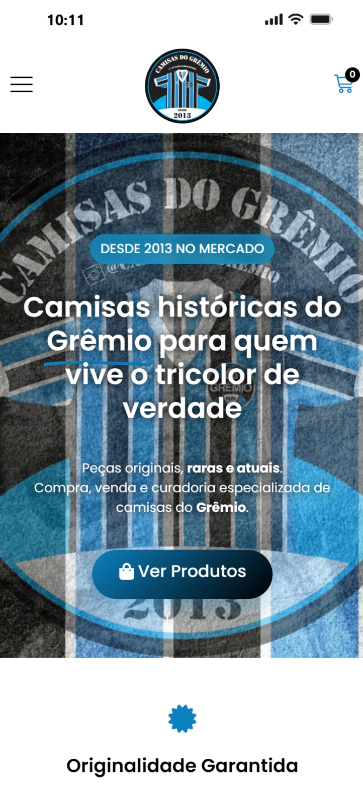 Camisas do Grêmio - e-commerce mobile