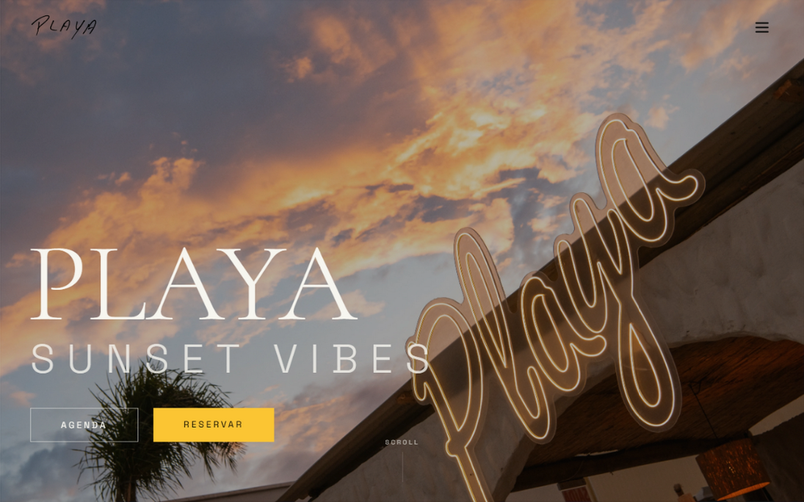 Playa Beach Club - landing page desktop